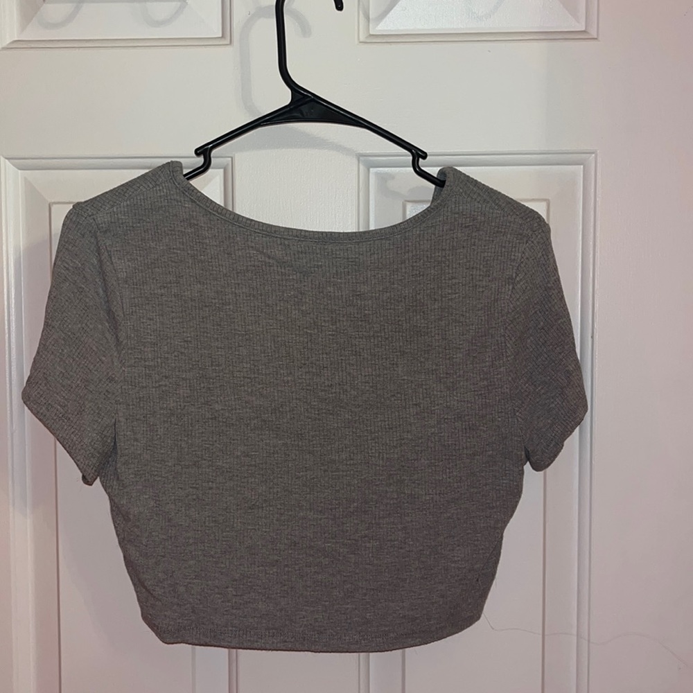 Button Front Rib-knit Tee - Picture 2 of 2